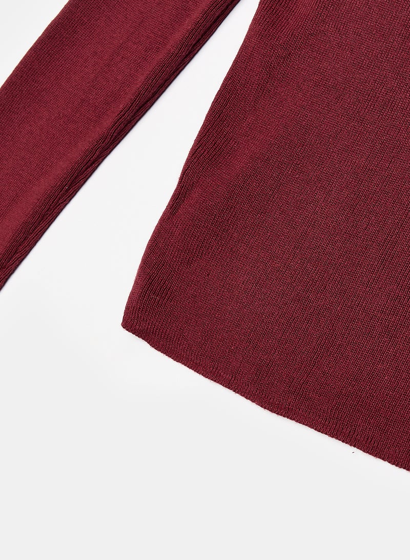 NEW LOOK - Glitter Dobby Button Dress Burgundy - Image 1