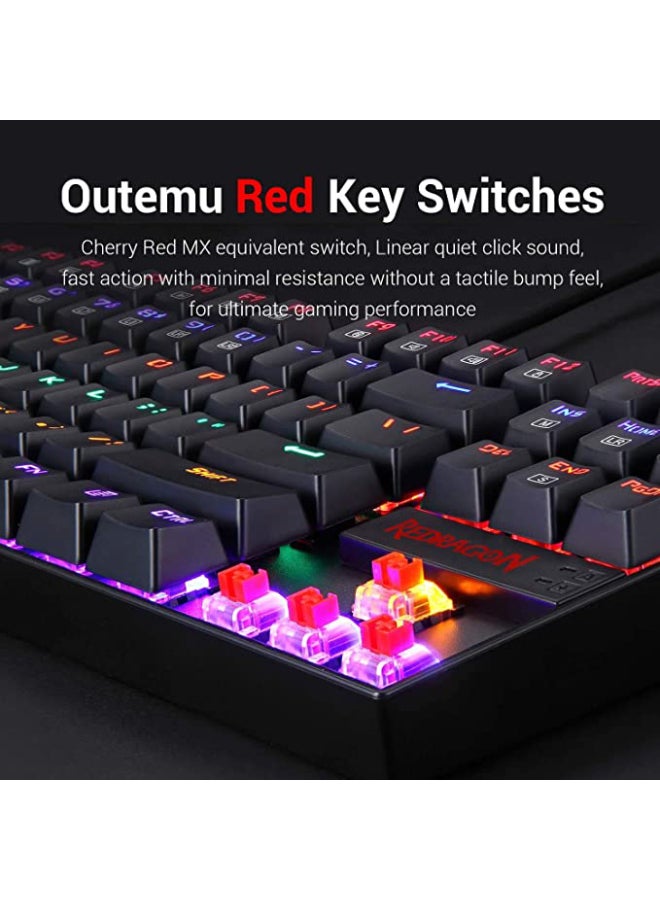 ريدراجون لوحة مفاتيح ميكانيكية طراز K552 بإضاءةٍ ملونة - زر أوتيمو ريد - هيكل معدني من مادة ABS - Image 4
