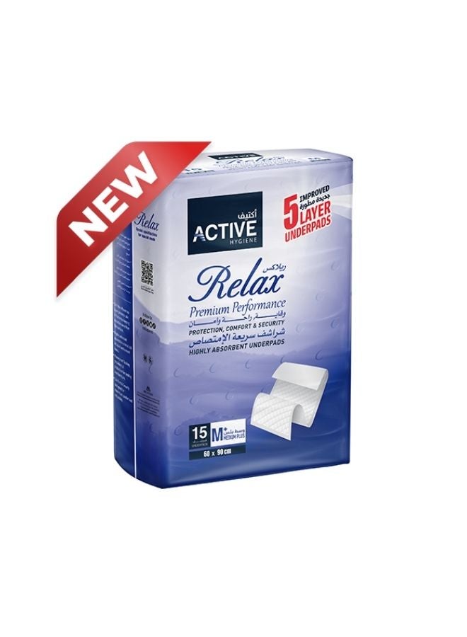 آكتف فوط صحية عالية الامتصاص، 15 قطعة، 60×90 سم - Image 1
