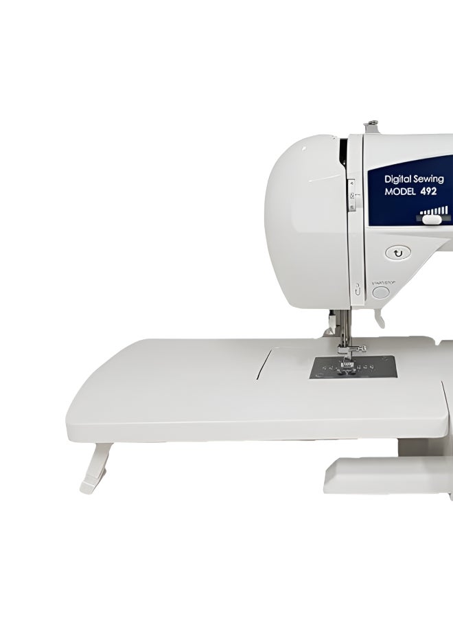 JAGUAR Jaguar CV Series 492 Computerized Sewing Machine with Extra Large Table – 60 Stitches, Automatic Threader, LCD Display, White color 492 White  - Image 2