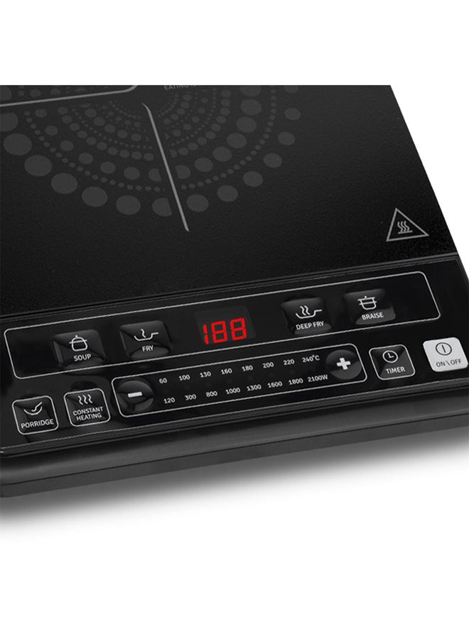 evvoli Induction Hob 2100W Soft Touch Control With 8 Stage Power Setting And 6 Cooking Programs With 2 Years Warranty 2100 W EVKA-IH106S Black/Silver  - Image 2