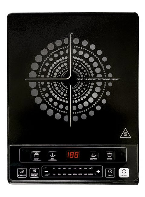 Induction Hob 2100W Soft Touch Control With 8 Stage Power Setting And 6 Cooking Programs With 2 Years Warranty 2100 W EVKA-IH106S Black/Silver