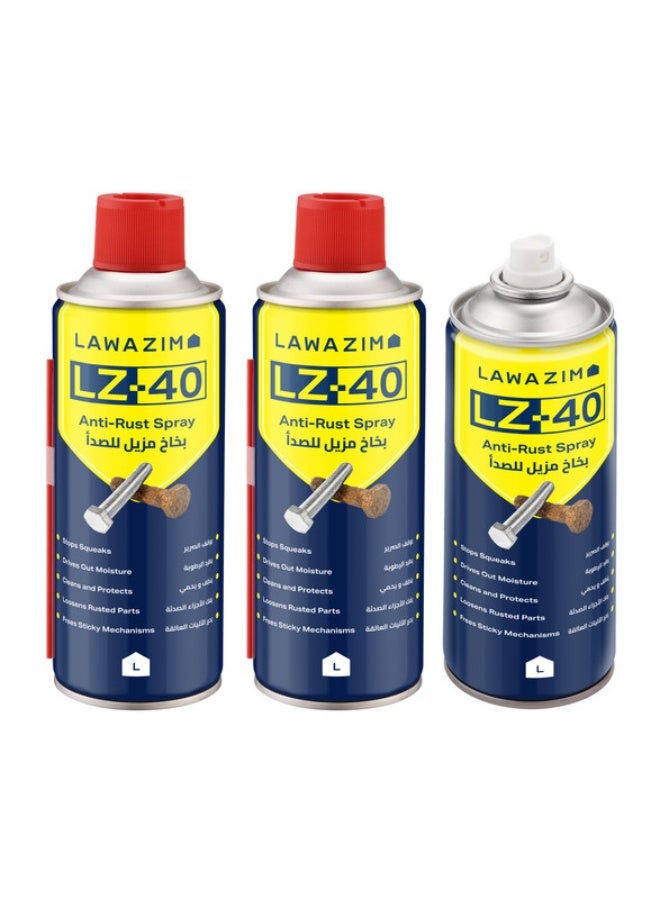 لوازم بخاخ إزالة الصدأ - مجموعة من 3 عبوات 450 مل - تركيبة فعالة لإزالة الصدأ عن الأجزاء والأسطح المعدنية - مناسب للاستخدام في السيارات، المنازل، أو الأعمال الصناعية. - Image 1