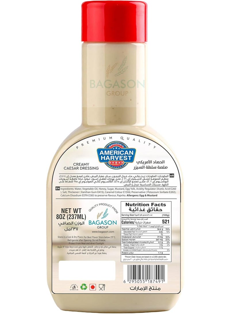 American Harvest Creamy Caesar Salad Dressing Sauce 237ml - Image 2