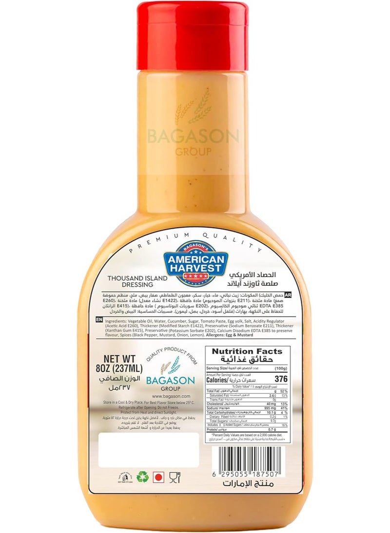 American Harvest Original Rich Thousand Island Salad Dressing Sauce 237ml - Image 2