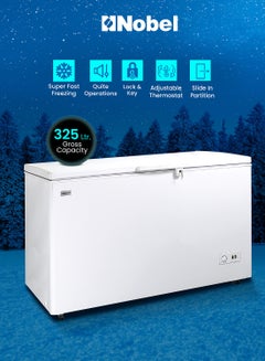 Nobel 350L Gross Capacity Single Door Showcase Chiller, Adjustable Thermostat, R600a Refrigerant, Aluminum Interior with Slide Partition, Inner Light, Fast Freezing, Castor Wheels, Lock & Key, Outside Condenser, Convenient Cooling Solution 0 W NCF350 White  - Image 1