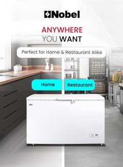 Nobel 350L Gross Capacity Single Door Showcase Chiller, Adjustable Thermostat, R600a Refrigerant, Aluminum Interior with Slide Partition, Inner Light, Fast Freezing, Castor Wheels, Lock & Key, Outside Condenser, Convenient Cooling Solution 0 W NCF350 White  - Image 3