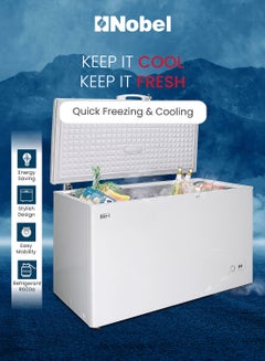 Nobel 350L Gross Capacity Single Door Showcase Chiller, Adjustable Thermostat, R600a Refrigerant, Aluminum Interior with Slide Partition, Inner Light, Fast Freezing, Castor Wheels, Lock & Key, Outside Condenser, Convenient Cooling Solution 0 W NCF350 White  - Image 4