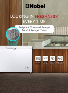 Nobel 350L Gross Capacity Single Door Showcase Chiller, Adjustable Thermostat, R600a Refrigerant, Aluminum Interior with Slide Partition, Inner Light, Fast Freezing, Castor Wheels, Lock & Key, Outside Condenser, Convenient Cooling Solution 0 W NCF350 White  - Image 5