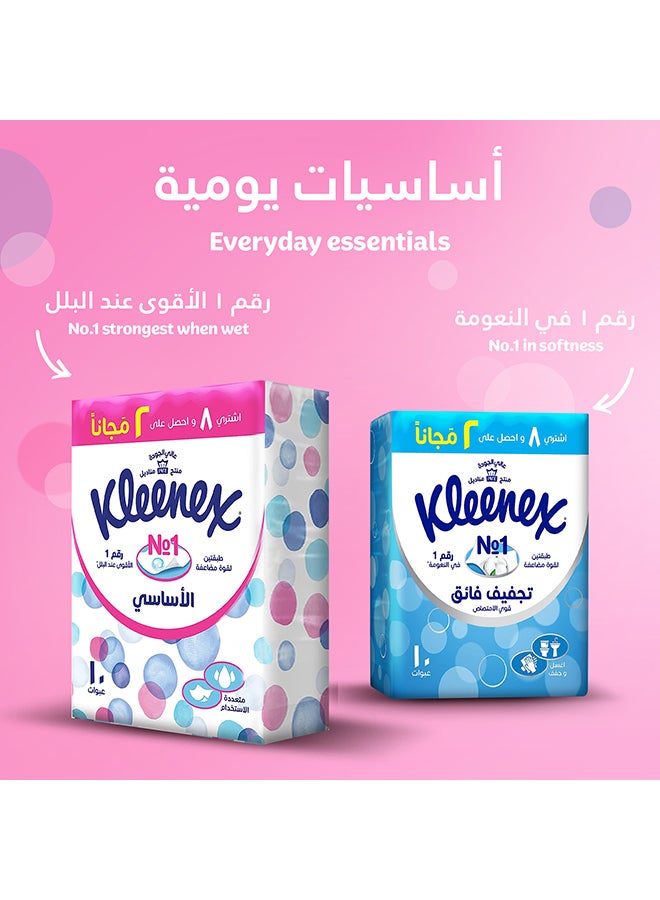 Kleenex - Essentials Ultra Strong Facial Tissues,2Ply, 130 Sheets , 8+2Piece Pink - Image 1