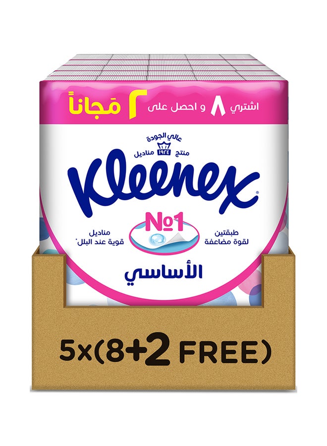 كلينيكس مجموعة مناديل إسينشالز ناعمة من 5 عبوات 130 Sheets  - Image 1