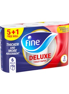 Fine Toilet Rolls Deluxe  Velvety Thick - 6 Rolls 3 Ply  - Image 1