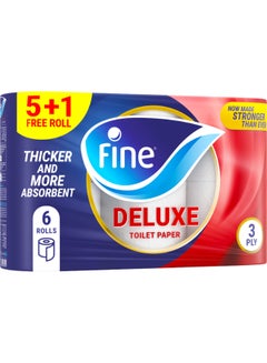 Fine Toilet Rolls Deluxe  Velvety Thick - 6 Rolls 3 Ply  - Image 2