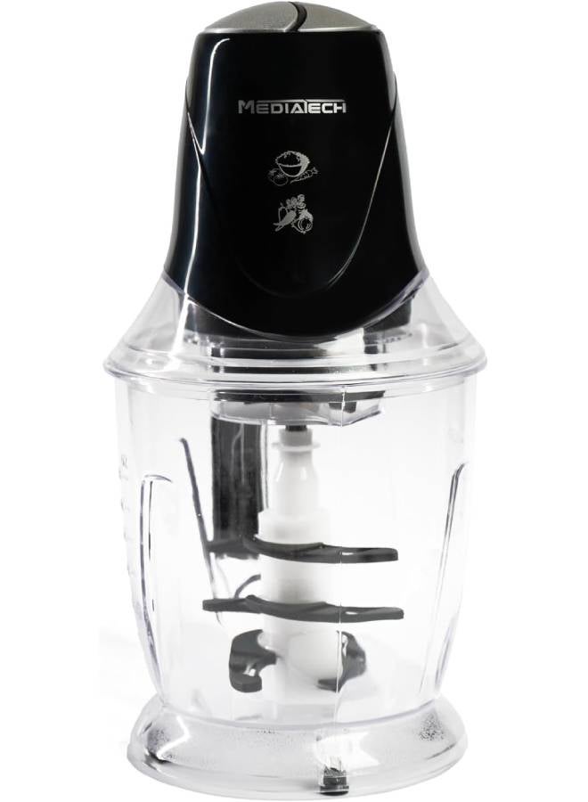 Mediatech Chopper, 1.5 Liters Capacity Bowl , 6 Durable Stainless Steel Blades, Powerful Motor for Chopping, Pureeing & Mincing,Break-Proof Flask 1.5 L 700 W MT-CR20 Black