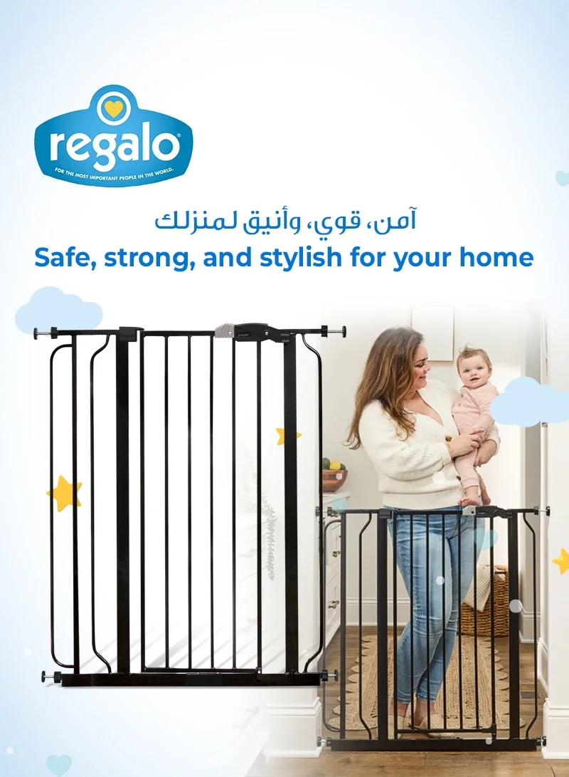 Regalo Easy Step Walk-Through Safety Gate | Adjustable Baby Gate for Doorways & Stairs | Fits 74-92.71 CM (29-36.5Inches) Wide | 104.14 CM (36 Inches) Tall | Pressure Mount | Secure & Durable