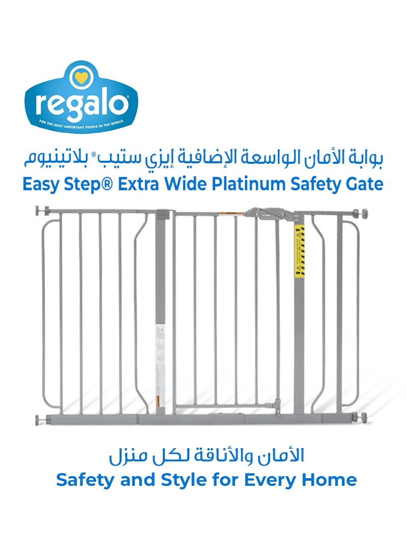 Regalo Easy Step Extra Wide Baby Safety Gate | 73.66-124.46 CM (29-49) Inches Wide | 76.2CM (30 Inches) Tall | Sturdy Metal | Pressure Mounted | One-Hand Walk-Thru | For Kids & Pets - Image 1