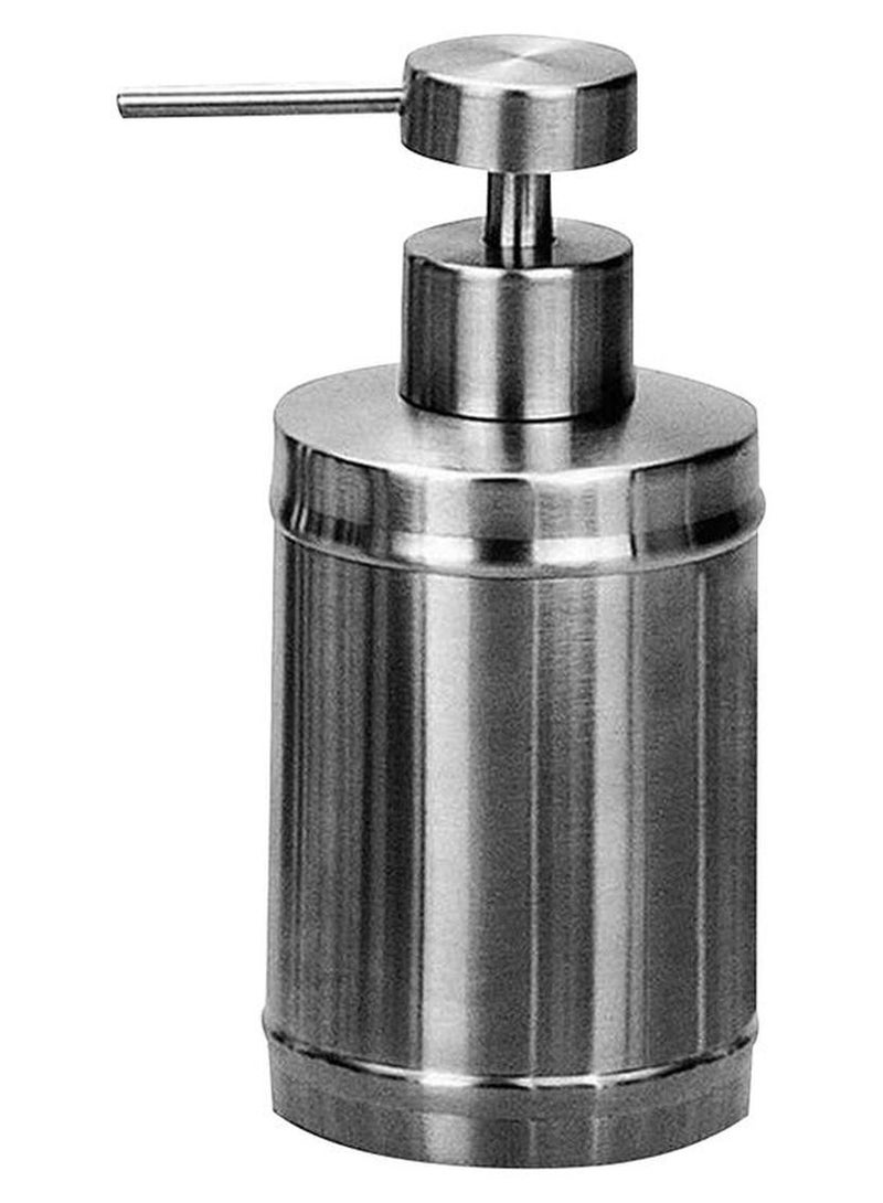 أمال طقم إكسسوارات للحمام مكون من موزع للصابون بتصميم دائري من الستانلس ستيل، لون فضي فضي (تصميم مستدير) - Image 1