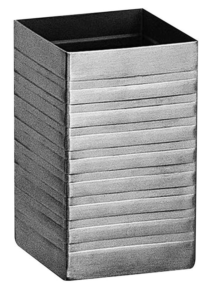 أمال طقم إكسسوارات للحمام مكون من كوب بتصميم مربع من الستانلس ستيل، لون فضي فضي (تصميم مربع) 5.8 x 5.8 x 9.8سم - Image 1