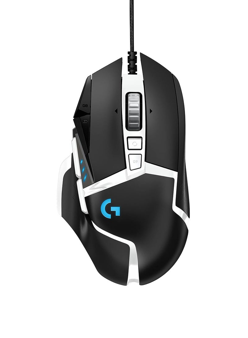 Logitech G502 Hero High Performance Gaming Mouse Special Edition, Hero 16K Sensor, 16 000 DPI, RGB, Adjustable Weights, 11 Programmable Buttons, On-Board Memory, PC/Mac - Black/White - Image 1