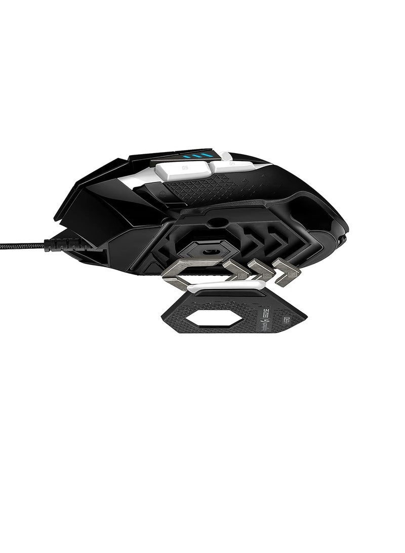Logitech G502 Hero High Performance Gaming Mouse Special Edition, Hero 16K Sensor, 16 000 DPI, RGB, Adjustable Weights, 11 Programmable Buttons, On-Board Memory, PC/Mac - Black/White - Image 2