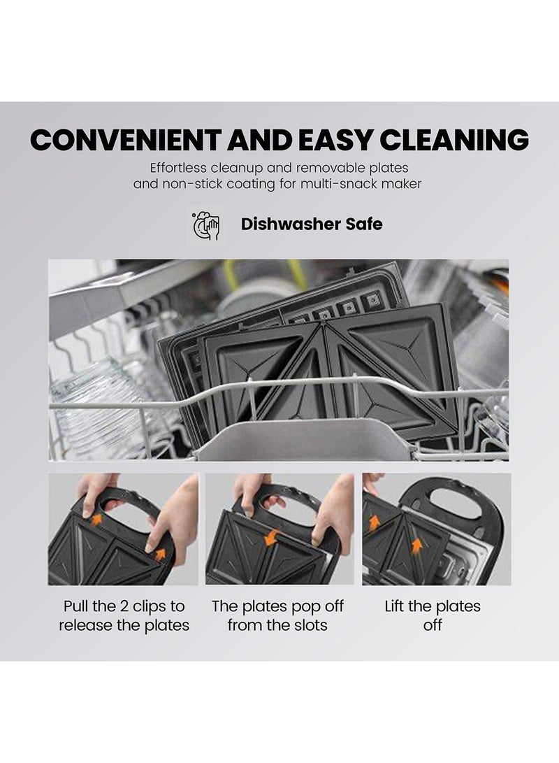 NIKAI - Sandwich Maker With 3 Detachable Plates 750 W NGT323D Black - Image 1
