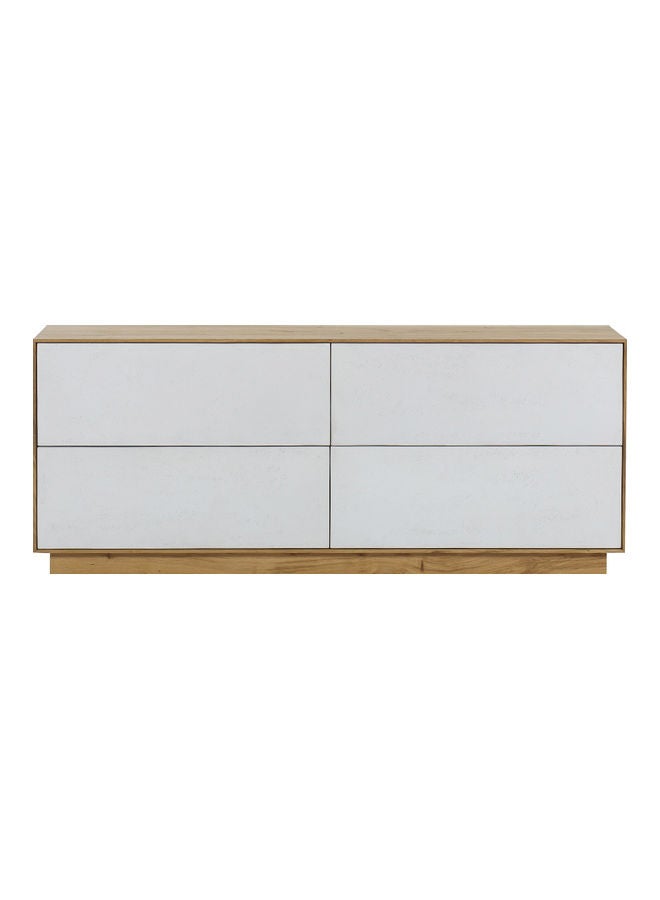 ebb & flow Bedroom Makeup Vanity Luxurious - Brown Sands Collection Wood Table - 4 Drawer Dresser For Hairstyle Natural/White 183x74x46cm - Image 1