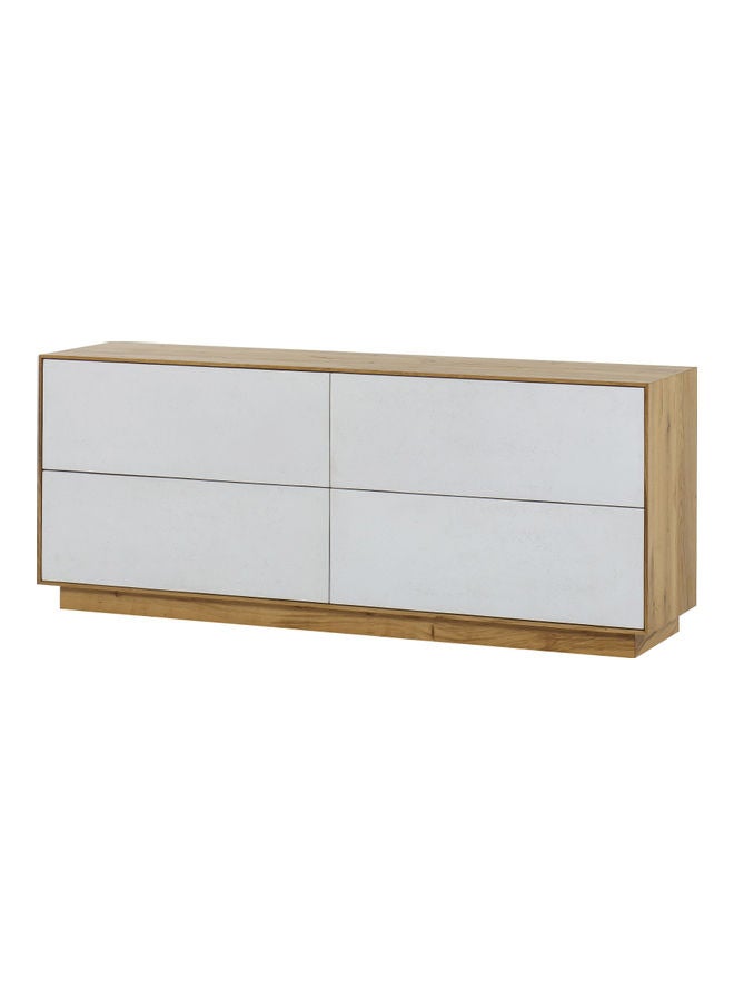 ebb & flow Bedroom Makeup Vanity Luxurious - Brown Sands Collection Wood Table - 4 Drawer Dresser For Hairstyle Natural/White 183x74x46cm - Image 2