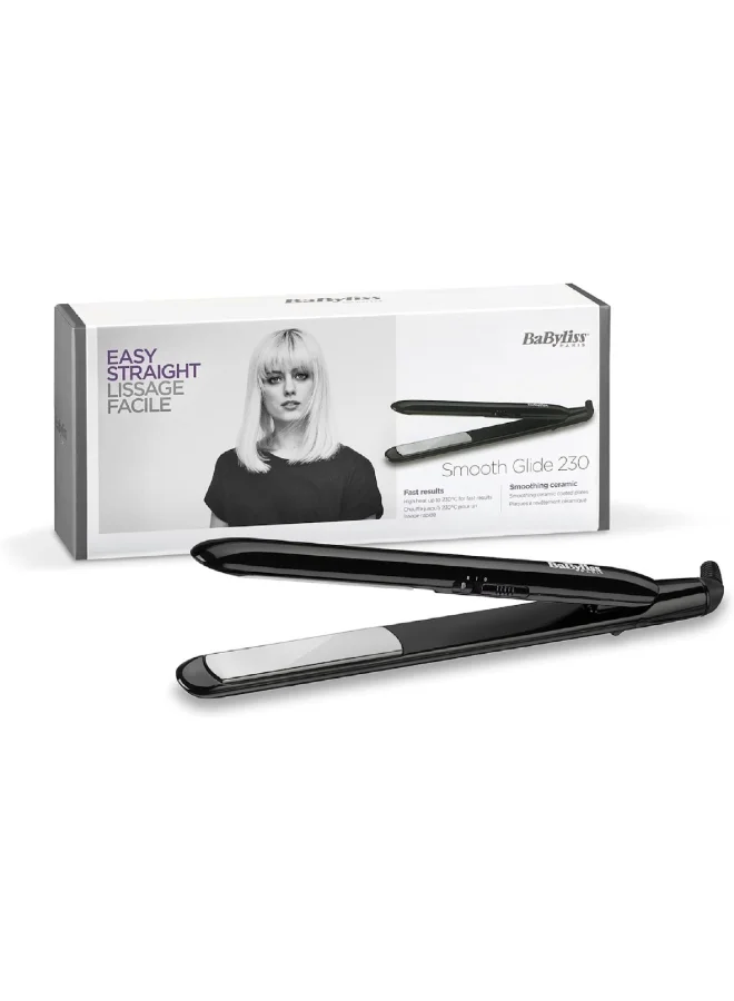 babyliss Smooth Glide 230 Hair Straightener | Fast Heat Up Ceramic Coated Plates For Rapid Results | 2 Digital Temp Settings 200°C - 230°C | Breathe Easy With Auto Shut Off Function | ST240SDE