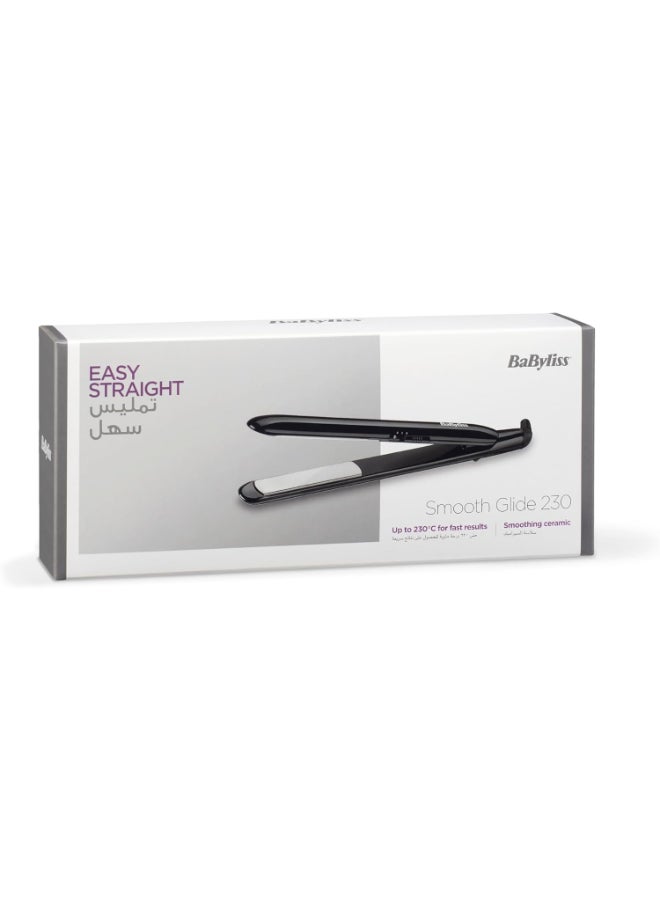 Smooth Glide 230 Hair Straightener | Fast Heat Up Ceramic Coated Plates For Rapid Results | 2 Digital Temp Settings 200°C - 230°C | Breathe Easy With Auto Shut Off Function | ST240SDE Black/Silver