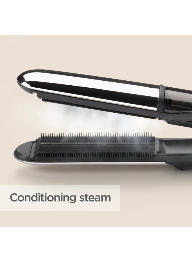 Steam Shine Styler Hair Straightener, Fast Heat-Up With 39mm Wide Diamond Ceramic Plates, 150°C to 230°C, 5 Heat Settings, Ionic Frizz Control, ST496SDE Black/Silver - pnsku/N44154702A/45/_/1720096404/b8515d75-06b0-4dff-803a-0e591b6ad8aa