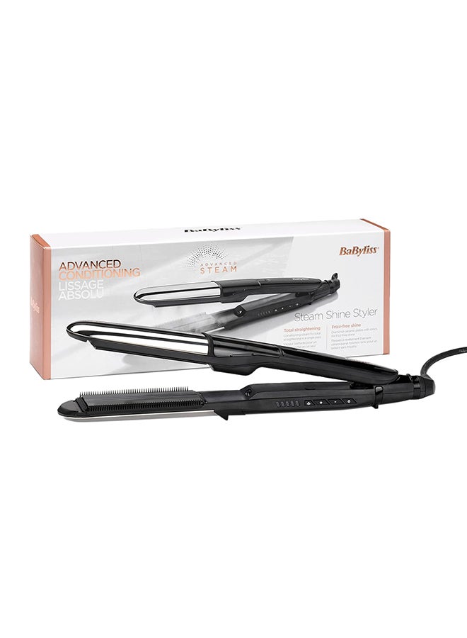 Steam Shine Styler Hair Straightener, Fast Heat-Up With 39mm Wide Diamond Ceramic Plates, 150°C to 230°C, 5 Heat Settings, Ionic Frizz Control, ST496SDE Black/Silver - pnsku/N44154702A/45/_/1720096415/3e004627-43d1-4e94-bfbf-18a3962d5f7d