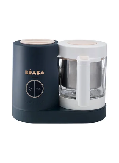 BEABA Babycook Neo - Baby Food Maker 4 In 1 Food Processor, Blender And Cooker - Soft Steamer Cooking Quick Homemade Baby Food - Glass Bowl - Stainless Steel Tub - Night Blue