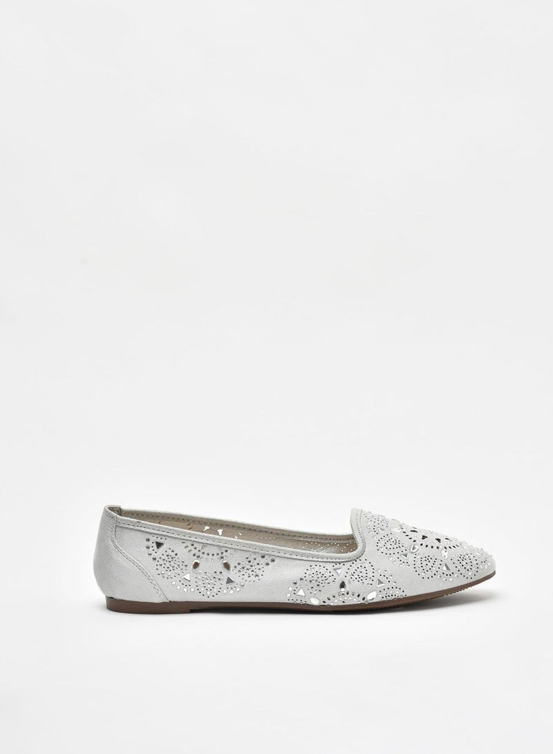 Cobblerz Flats Cut-Out Detail Ballerina Silver - Image 1