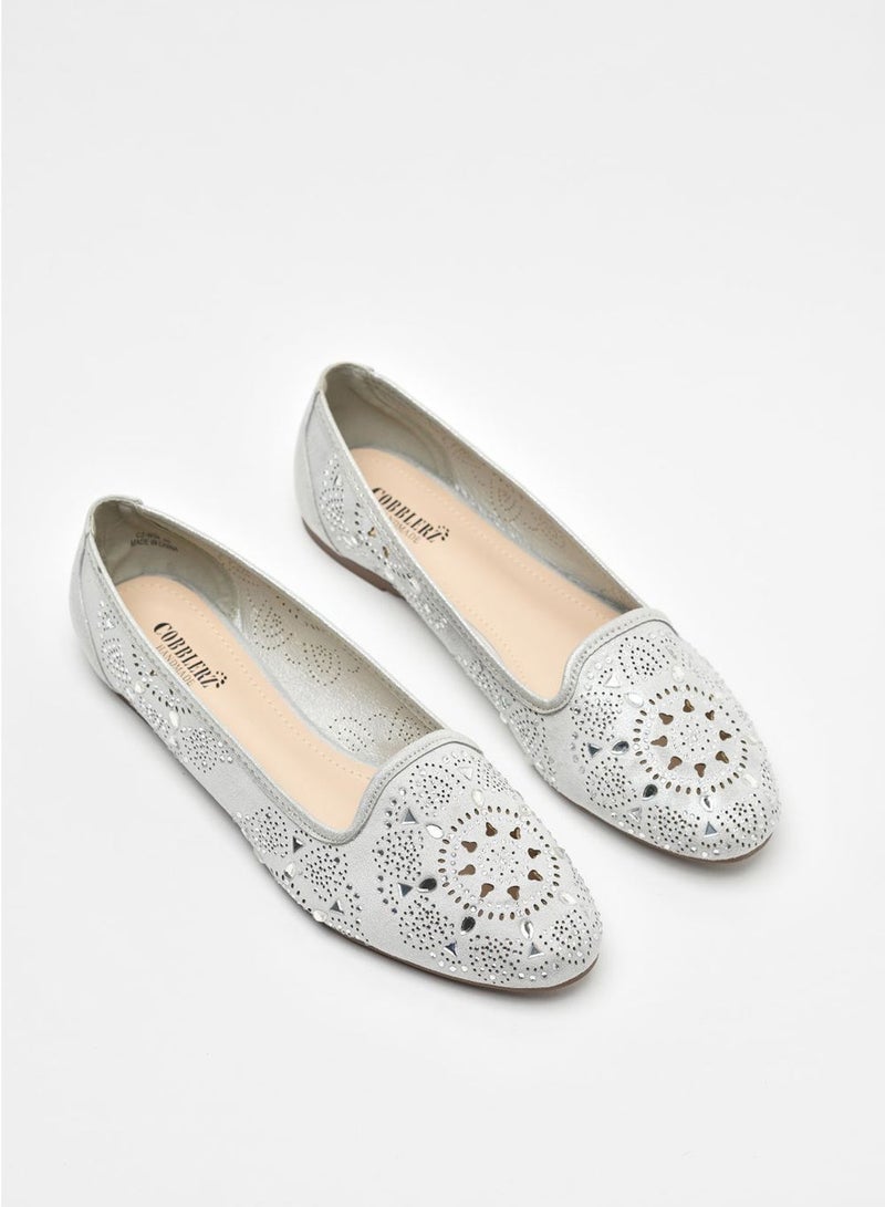 Cobblerz Flats Cut-Out Detail Ballerina Silver - Image 2
