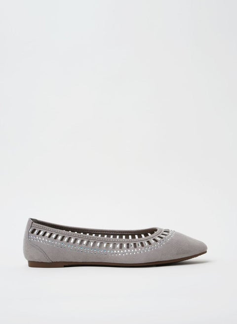 Flats Cut-Out Detail Ballerina Grey