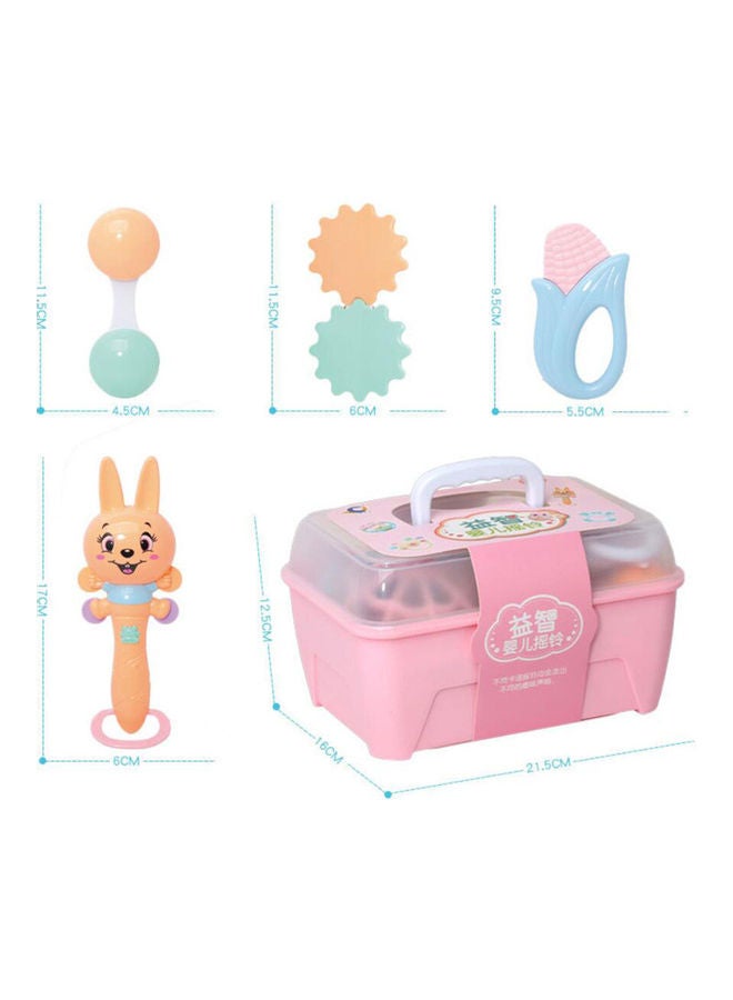 13-Piece Multi-Shaped Baby Rattle Toy Set With Pink Storage Box - Image 5
