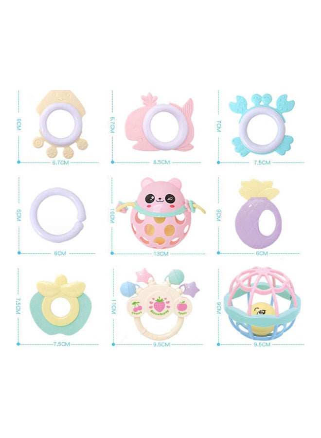 13-Piece Multi-Shaped Baby Rattle Toy Set With Pink Storage Box - Image 4