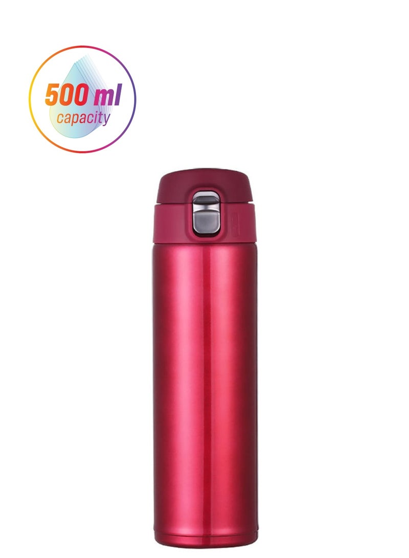 500ml Stainless Steel Insulation Vacuum Flask Red 23 x 6.3 x 6.3cm - Image 1