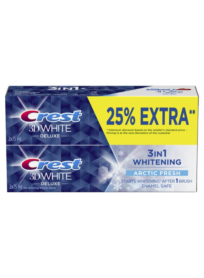 Crest 3D White Arctic Fresh Toothpaste 2x75ml - Image 1