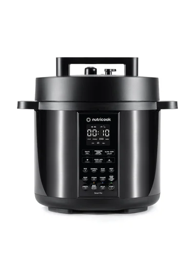 nutricook Electric Pressure Cooker, 6 Liters, Smart Pot 2,9 In 1 Rice Cooker, Slow Cooker, Steamer, Sauté Pot, Yogurt Maker & More, 12 Smart Programs With New Smart Lid, 2 Years Warranty 6 L 1000 W SP204K Black