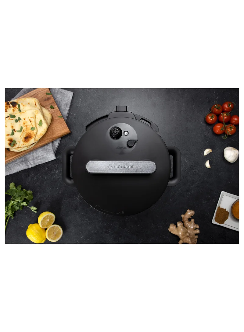 nutricook Electric Pressure Cooker, 6 Liters, Smart Pot 2,9 In 1 Rice Cooker, Slow Cooker, Steamer, Sauté Pot, Yogurt Maker & More, 12 Smart Programs With New Smart Lid, 2 Years Warranty 6 L 1000 W SP204K Black