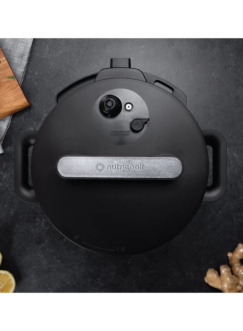 nutricook Electric Pressure Cooker, 6 Liters, Smart Pot 2,9 In 1 Rice Cooker, Slow Cooker, Steamer, Sauté Pot, Yogurt Maker & More, 12 Smart Programs With New Smart Lid, 2 Years Warranty 6 L 1000 W SP204K Black