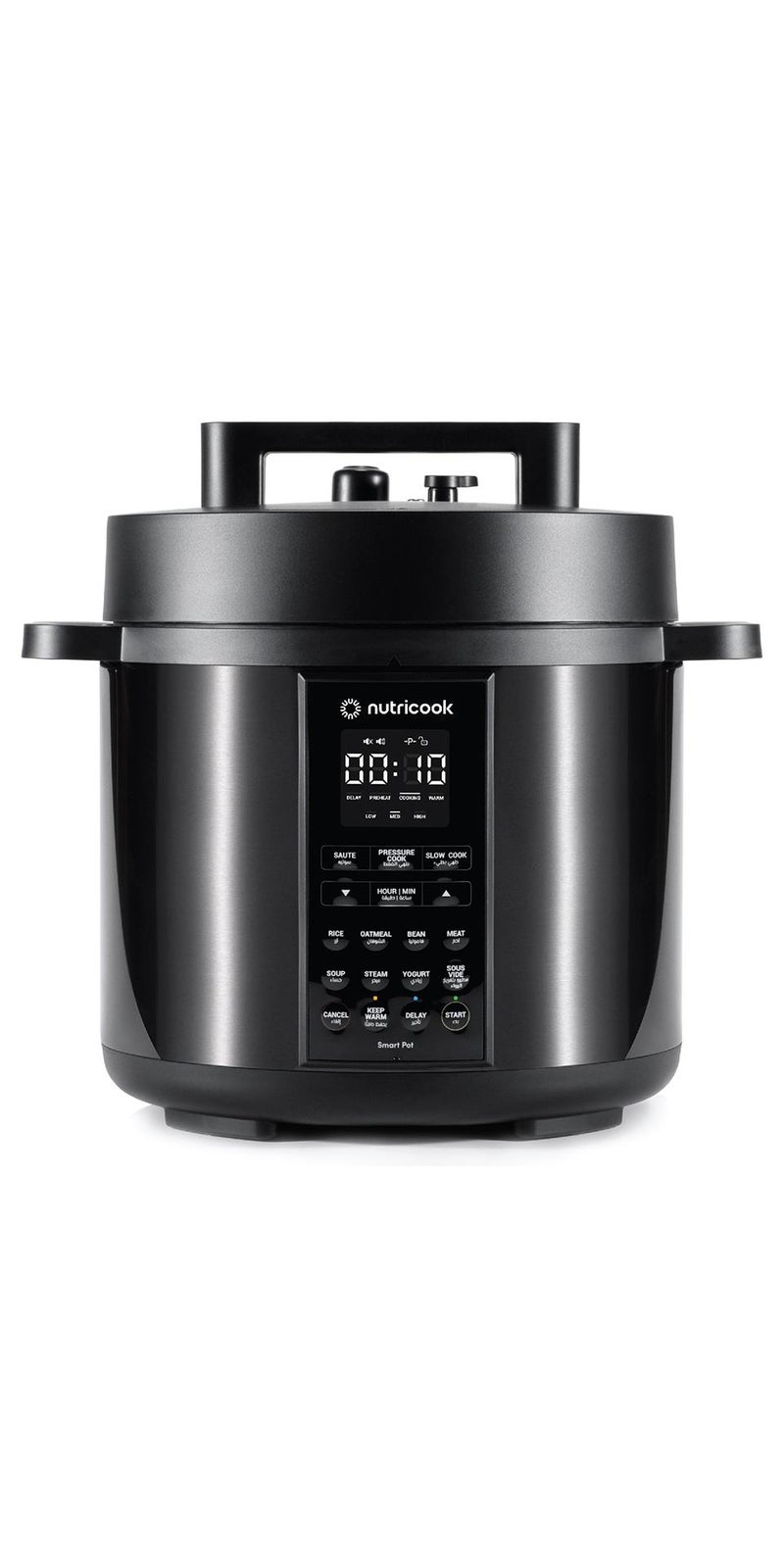 nutricook Electric Pressure Cooker, 6 Liters, Smart Pot 2,9 In 1 Rice Cooker, Slow Cooker, Steamer, Sauté Pot, Yogurt Maker & More, 12 Smart Programs With New Smart Lid, 2 Years Warranty 6 L 1000 W SP204K Black - Image 1