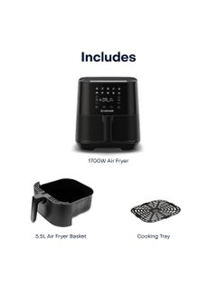 Air Fryer 2 Led One Touch Screen With 10 Presets, Preheat Celsius To Fahrenheit Conversion Auto Shut Off And Shake Reminder 5.5 L 1700 W AF205K Black - pnsku/N44225874A/45/_/1698399554/cfa335a7-92c9-4c51-9e06-c195110b94c4