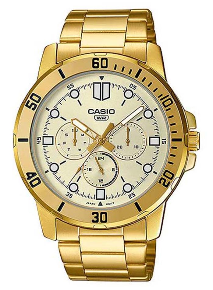 كاسيو ساعة يد متعددة الوظائف ومقاومة للماء طراز MT- 300G-9EUDF - 49 مم - ذهبي للرجال - Image 1