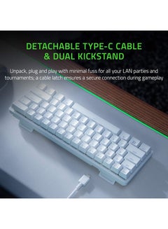 RAZER Huntsman Mini 60% Gaming Keyboard: Fast Keyboard Switches, Linear Optical Switches, Chroma RGB Lighting, PBT Keycaps, Onboard Memory Snap Tap - White  - Image 4
