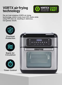 جيباس مقلاة هوائية تعمل بالحَمل الحراري 9 في 1 10 L 1500 W GAF37518 أسود/ فضي  - Image 3
