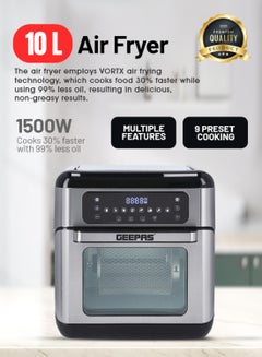 جيباس مقلاة هوائية تعمل بالحَمل الحراري 9 في 1 10 L 1500 W GAF37518 أسود/ فضي  - Image 5