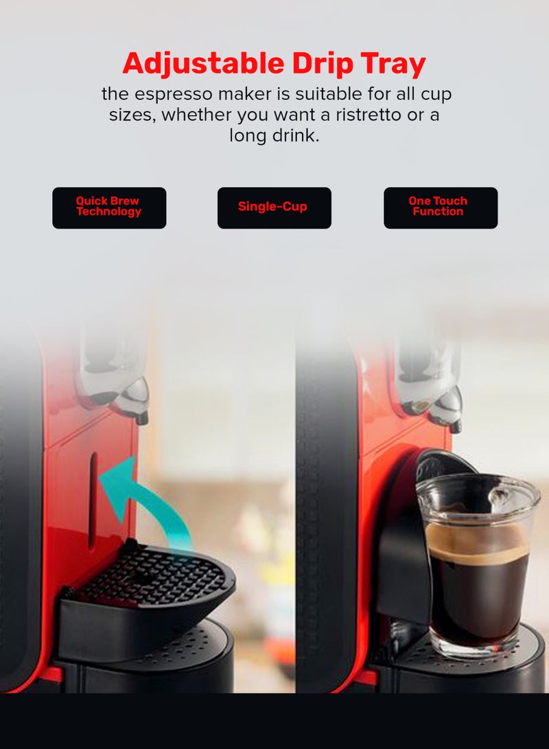 GEEPAS - Capsule Coffee Machine | Single Serve Coffee Brewer with Single-Cup | Quick Brew Technology, Programmable Features, One Touch Function | 2 Years Warranty 0.6 L 1145 W GCM41509 Red/Black - Image 1