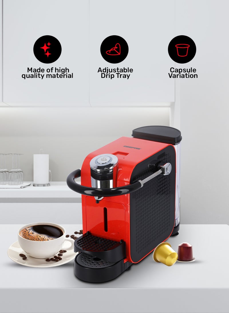 GEEPAS - Capsule Coffee Machine | Single Serve Coffee Brewer with Single-Cup | Quick Brew Technology, Programmable Features, One Touch Function | 2 Years Warranty 0.6 L 1145 W GCM41509 Red/Black - Image 1